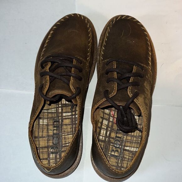BORN Brown Thyra Distressed Leather Lace Up Shoes-7.5 - Picture 6 of 8